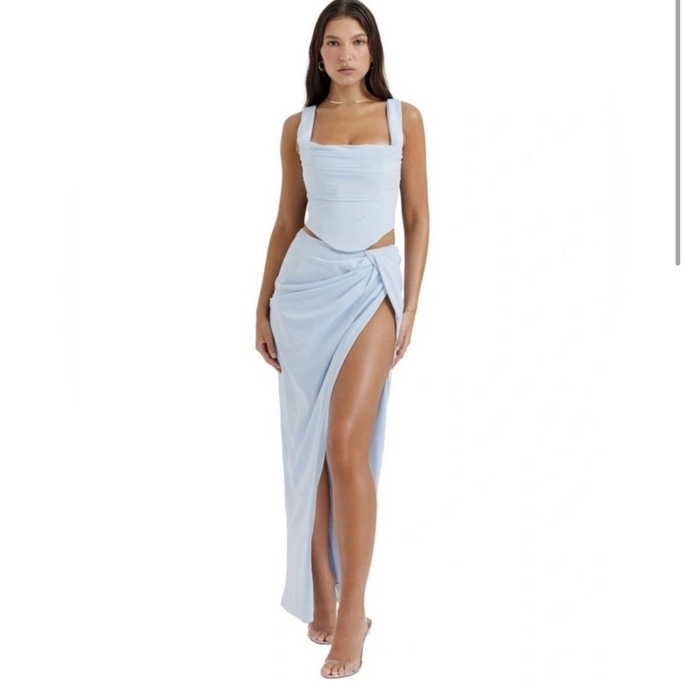House of CB Light Blue Asymmetrical skirt set